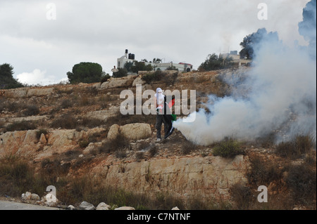 Le village de Nabi Saleh, 23 septembre 2011, jour de la demande à l'ONU pour la reconnaissance de l'État palestinien., Le Banque D'Images