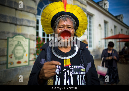 Le chef indien Raoni Raoni indien, à Cheverny Banque D'Images