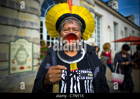 Le chef indien Raoni Raoni indien, à Cheverny Banque D'Images