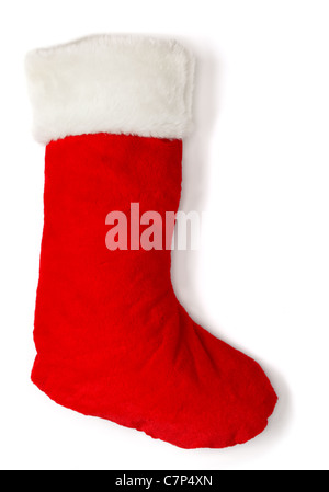 Santa's red stocking,isolé sur blanc. Banque D'Images