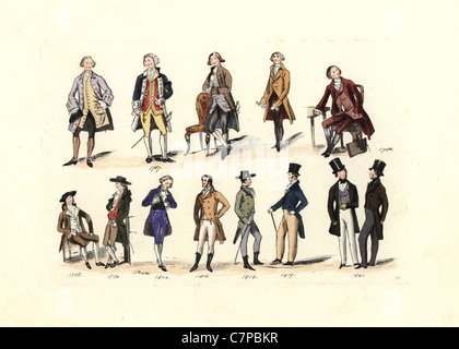 La mode des hommes de 1787 à 1841, à partir de différents portraits. Banque D'Images