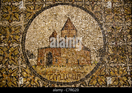 Mosaïque de chèvres sur le sol de l'église du Saint-Sépulcre de Jérusalem. Banque D'Images