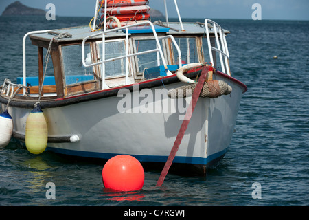 Bateau de mored à Tor Bay, Devon, Angleterre, Royaume-Uni. Banque D'Images