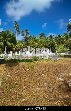 Face à l'ancien cimetière, L'Union Estate à La Digue Island, Seychelles. Banque D'Images