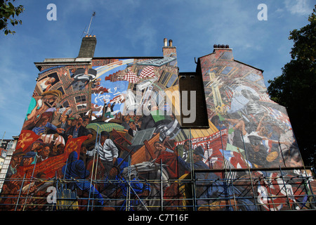 Restauration de fresque dans la rue de Londres,Câble,marquage bataille entre Oswald Mosley's Union britannique des fascistes et des habitants en 1936 Banque D'Images