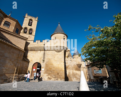 Palais Royal et le château de Carlos III de Navarre, le siège de la Cour royale, Olite, Royaume de Navarre, Espagne, Europe. Banque D'Images