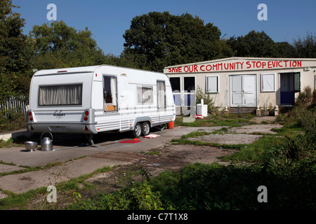 Dale Farm à Basildon, Essex, Royaume-Uni. Site de voyageurs expulsées par conseil local. Ils ont gagné un tribunal temporaire pour rester Banque D'Images