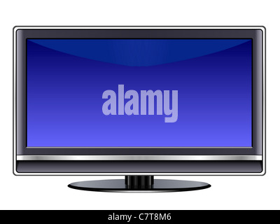 Plasma TV LCD moniteur argent isolé sur fond blanc. Banque D'Images