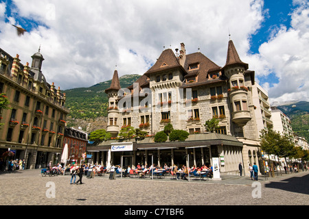 La Suisse, Canton du Valais, Brigue, la place principale de la vieille ville 17 Banque D'Images