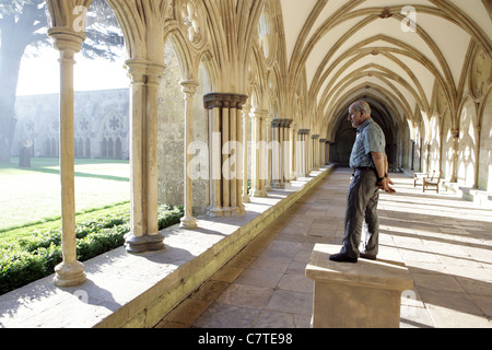 Oeuvre sans titre par le sculpteur Sean Henry à afficher dans le cloître de la cathédrale de Salisbury, Wiltshire, Royaume-Uni. Banque D'Images