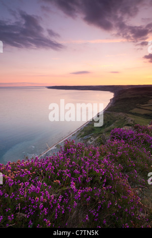 Crépuscule de Golden Cap, à l'ouest sur la côte du Dorset. L'été (juillet) 2011. Banque D'Images