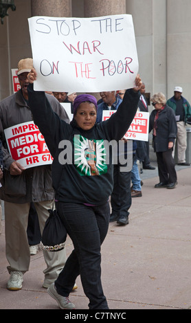 Protestation contre les coupes sociales du Michigan Banque D'Images