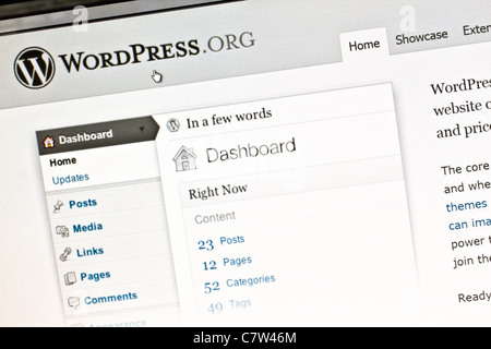 WORDPRESS Site officiel sur l'écran d'ordinateur. WordPress est un logiciel gratuit et open-source content management system Banque D'Images