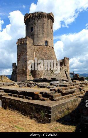 L'Italie, Campanie, Salerne, Cilento ntl. parc, Elea Velia, ruines de l'acropole tour médiévale Banque D'Images