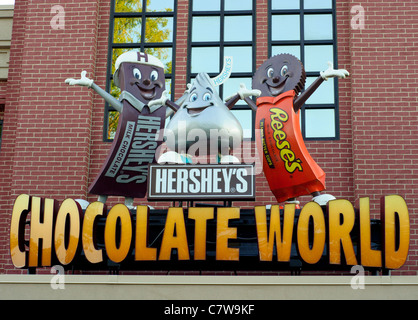 Hershey's Chocolate World panneau d'entrée. Banque D'Images