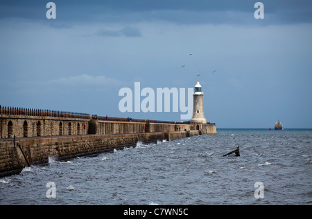 Le phare de la jetée nord, Tynemouth. Banque D'Images