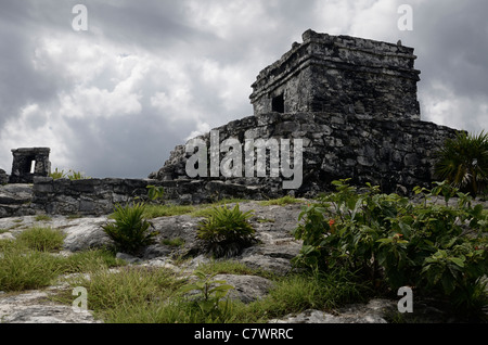 Temple du dieu du vent ruine à Tulum mexico Banque D'Images