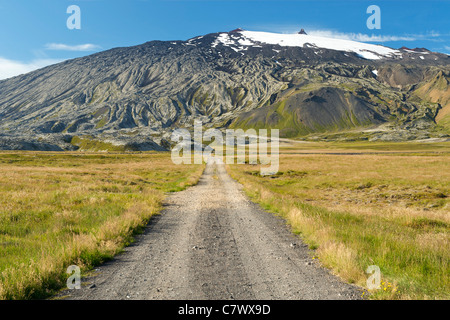 (1446m) de snæfellsjökull dans le nord-ouest du Parc National de Snæfellsjökull de Reykjavik en Islande de l'ouest. Banque D'Images