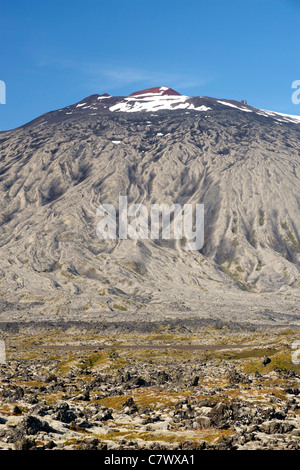 (1446m) de snæfellsjökull dans le nord-ouest du Parc National de Snæfellsjökull de Reykjavik en Islande de l'ouest. Banque D'Images