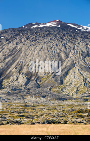 (1446m) de snæfellsjökull dans le nord-ouest du Parc National de Snæfellsjökull de Reykjavik en Islande de l'ouest. Banque D'Images