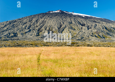 (1446m) de snæfellsjökull dans le nord-ouest du Parc National de Snæfellsjökull de Reykjavik en Islande de l'ouest. Banque D'Images