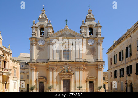 La Cathédrale St Paul à Mdina, Malte Banque D'Images