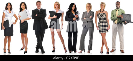 Groupe de businesspeople standing isolé sur fond blanc Banque D'Images