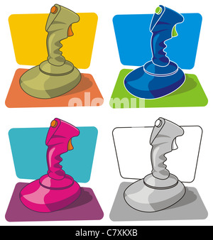 Illustration de joystick en quatre couleurs. Banque D'Images