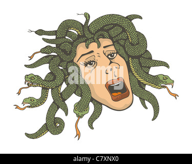 Illustration de la tête de Méduse avec des serpents Banque D'Images