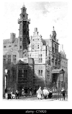 Den Haag oude stadhuis Ancien hôtel de ville de style Renaissance de La Haye Groenmarkt Grote Kerk la famille royale mariage grand hall Banque D'Images