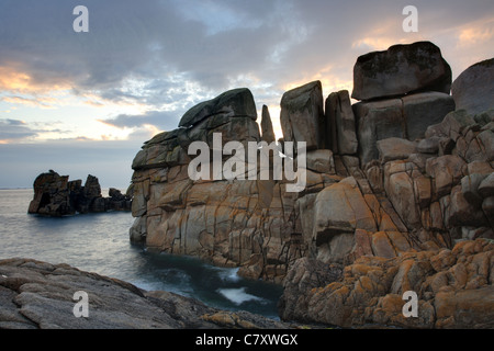 Peninnis Head, St Marys, Penzance, Cornwall, UK, formations de roche de granit. Banque D'Images