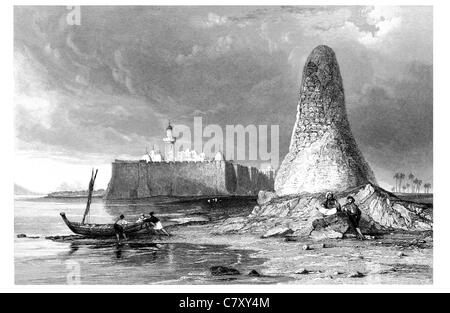 Burj-Er-Roos Tour de Bateau Phare crânes os du crâne osseux Côte de dissuasion horreur côtières grim death génocide meurtre Banque D'Images