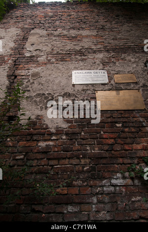 Vestige du mur entourant le ghetto de Varsovie construit par les Nazis en 1940 Banque D'Images