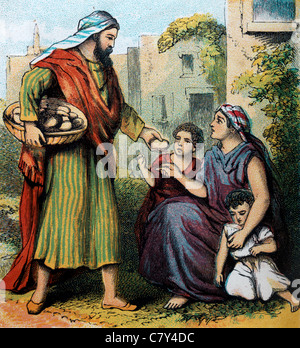 Histoires de la Bible- Illustration de Proverbes de Salomon IV ' celui qui a pitié du pauvre prête à l'éternel" Banque D'Images