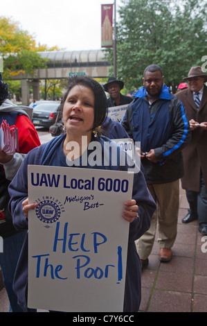 La fonction publique protester contre les coupes sociales du Michigan Banque D'Images