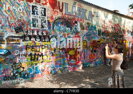 John Lennon Wall à Prague, République Tchèque Banque D'Images