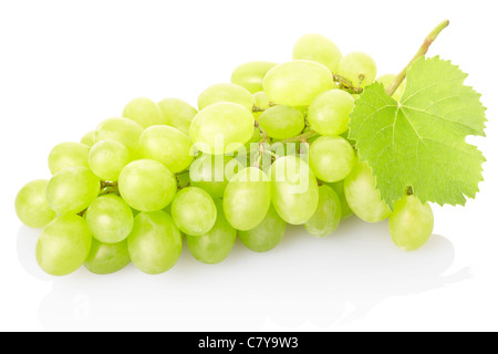 Raisin vert frais isolé Banque D'Images