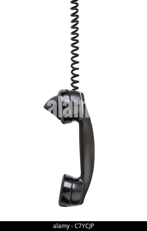 Old vintage téléphone avec l'usure et hanging off the hook - weda Banque D'Images