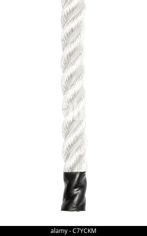 Close-up of a strong la corde de nylon isolated on white Banque D'Images