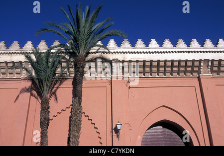 Le Maroc, Marrakech, le mur de tombeaux Saadiens Banque D'Images
