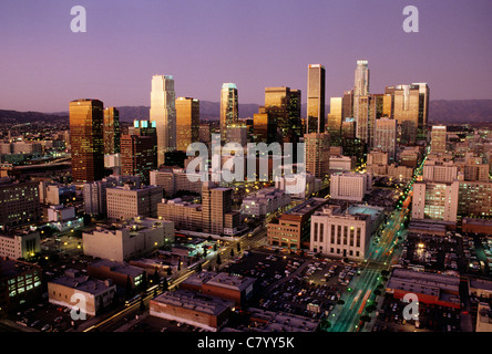 États-unis Californie Los Angeles, le centre-ville au crépuscule Banque D'Images