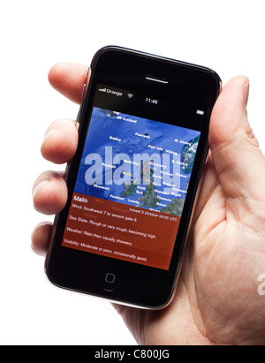 Prévisions maritimes application sur un téléphone intelligent smartphone mobile phone Banque D'Images