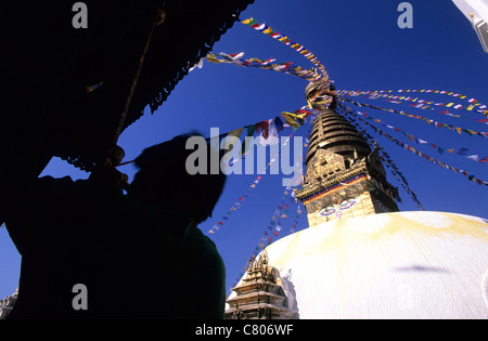 Le Népal, Katmandou, Swayambhunath Stupa Banque D'Images