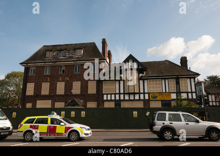 La barricadèrent Green Man pub à Lewisham, dans le sud de Londres. Banque D'Images