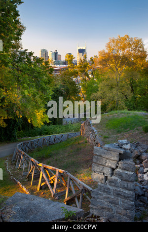 Guerre civile fort Negley avec la ligne d'horizon de Nashville, Tennessee au-delà, États-Unis