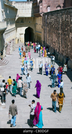 Visiteurs Fort Mehrangarh Jodhpur Rajasthan Inde Banque D'Images