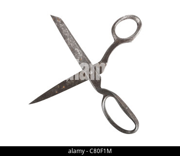 Ciseaux Vintage isolé sur fond blanc avec clipping path Banque D'Images