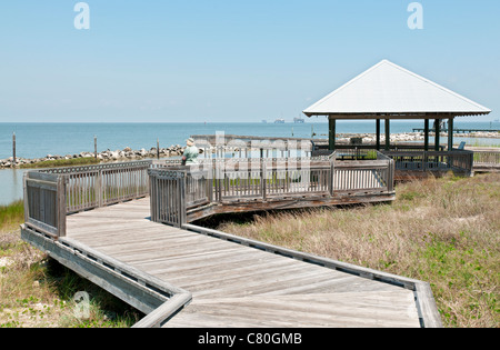 Alabama, Dauphin Island, l'Estuarium au Dauphin Island Sea Lab, salt marsh boardwalk Banque D'Images