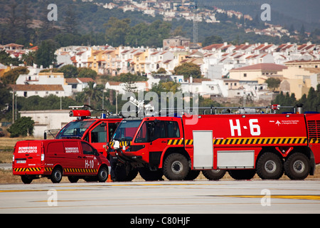 Service d'incendie à l'aéroport de Malaga Costa del Sol Andalousie Espagne Banque D'Images