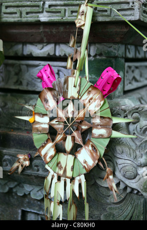 Sanctuaire hindou de décoration pour le Hari Raya Kuningan cérémonie, Ubud, Bali, Indonésie, Asie du Sud, Asie Banque D'Images